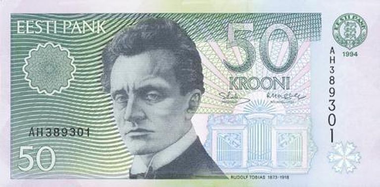 Rudolf Tobiase portreega 50krooniseid trükiti ainult 1994. aastal.