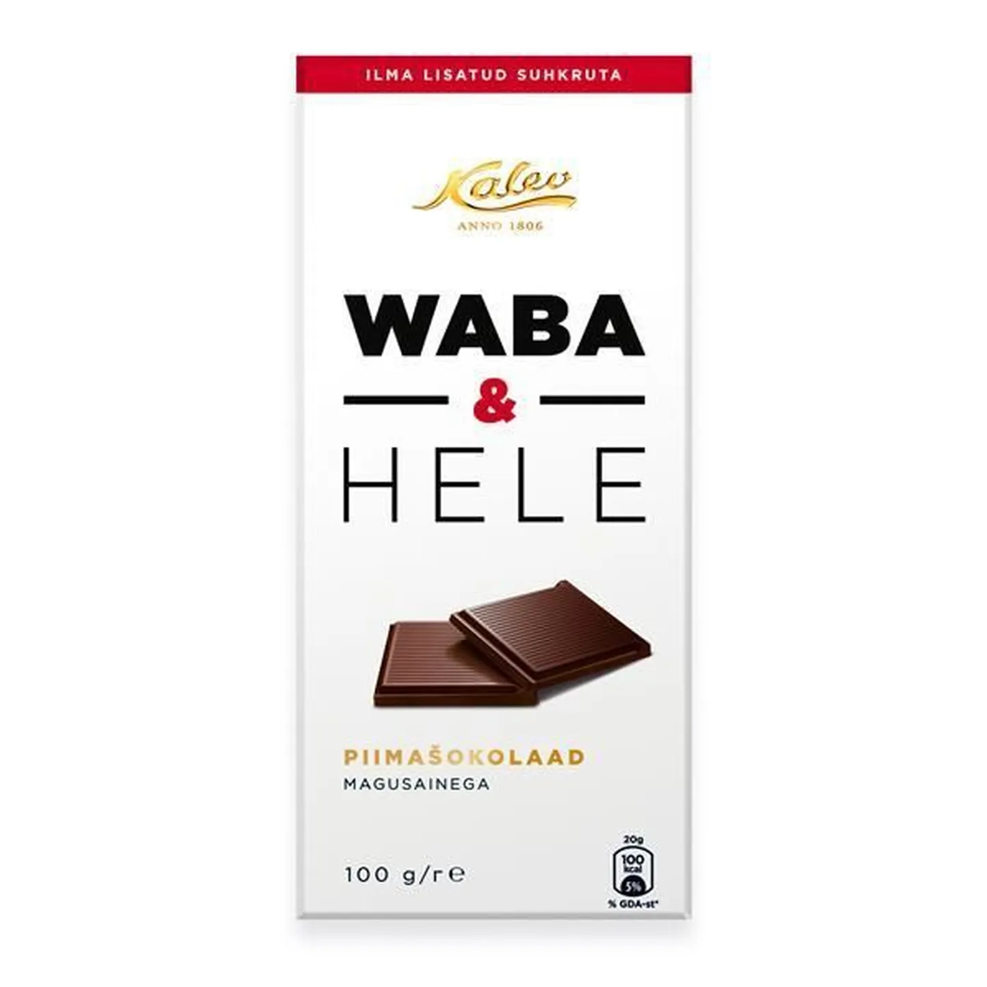 Kalevi suhkruvaba šokolaad Waba.