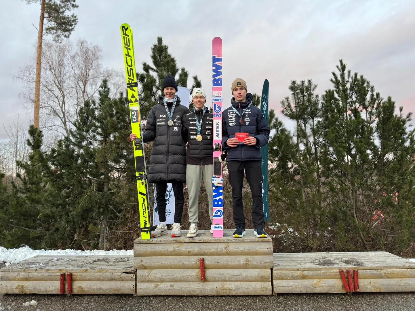 Eesti meistrivõistluste esikolmikusse jõudsid Kaimar Vagul (vasakult), artti Aigro ja Andero Kapp.