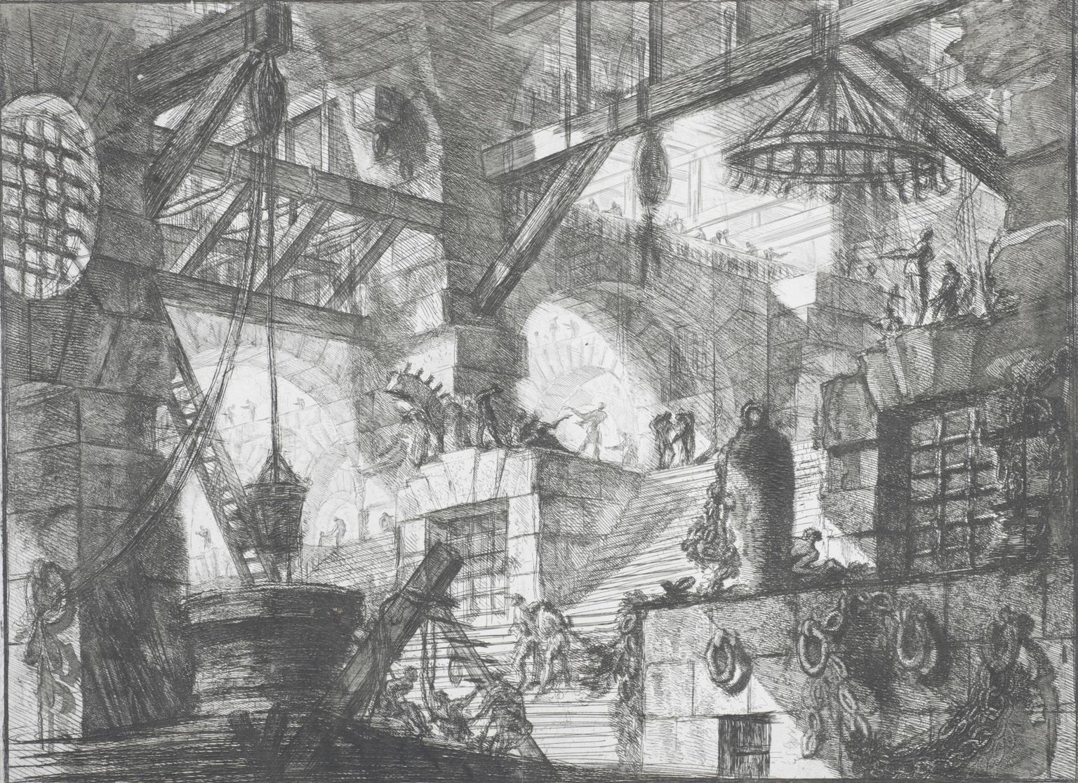Giovanni Battista Piranesi «Kaev» (1761). Ofort sarjast «Imaginaarsed vanglad», Mikkeli muuseum.