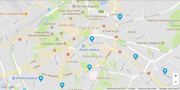 Стоматологи в центре Таллинна, у которых можно использовать компенсацию. / Скриншот