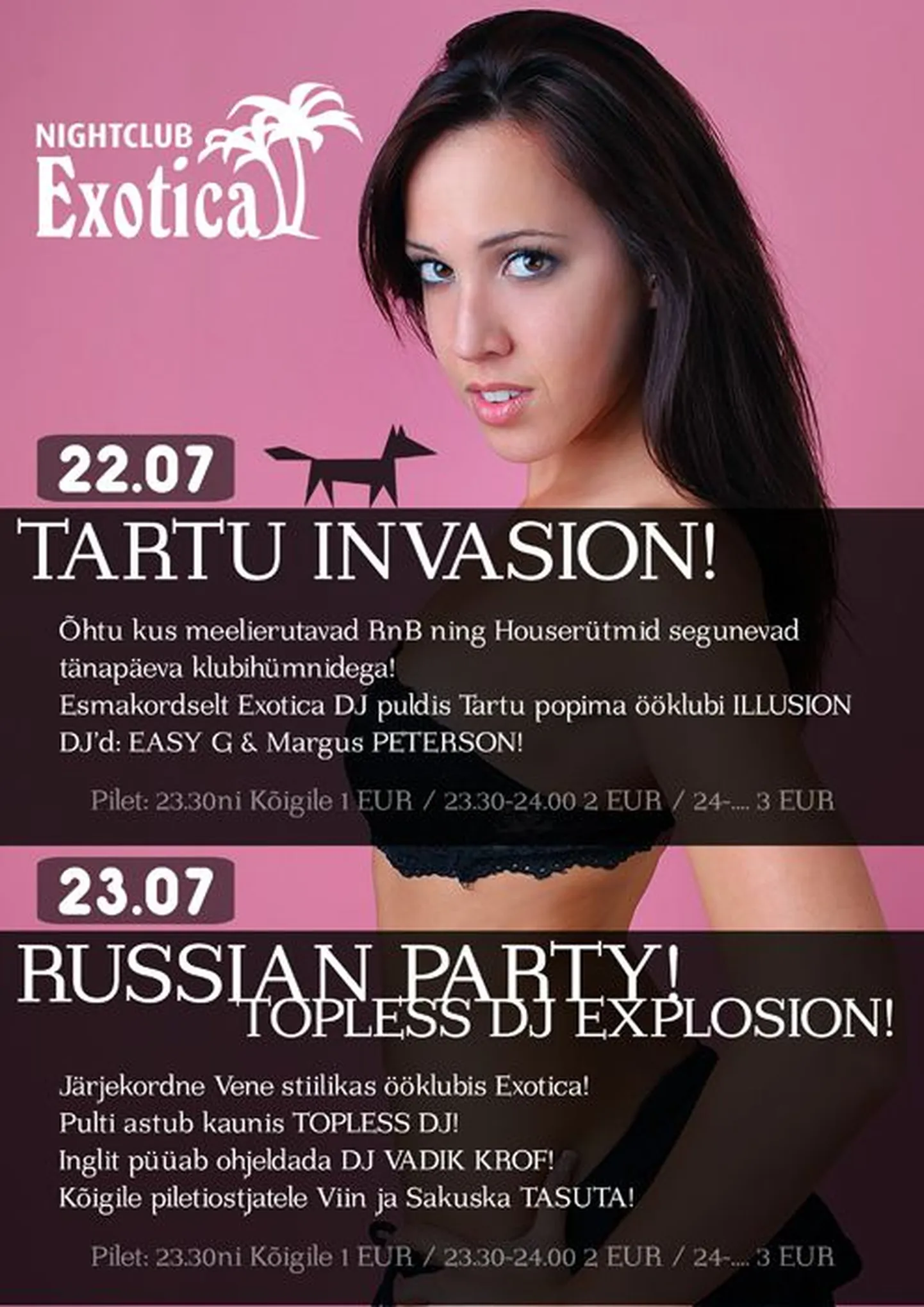 Illusion resident DJ'd ja topless plaadikeerutaja nädalavahetusel Exoticas!