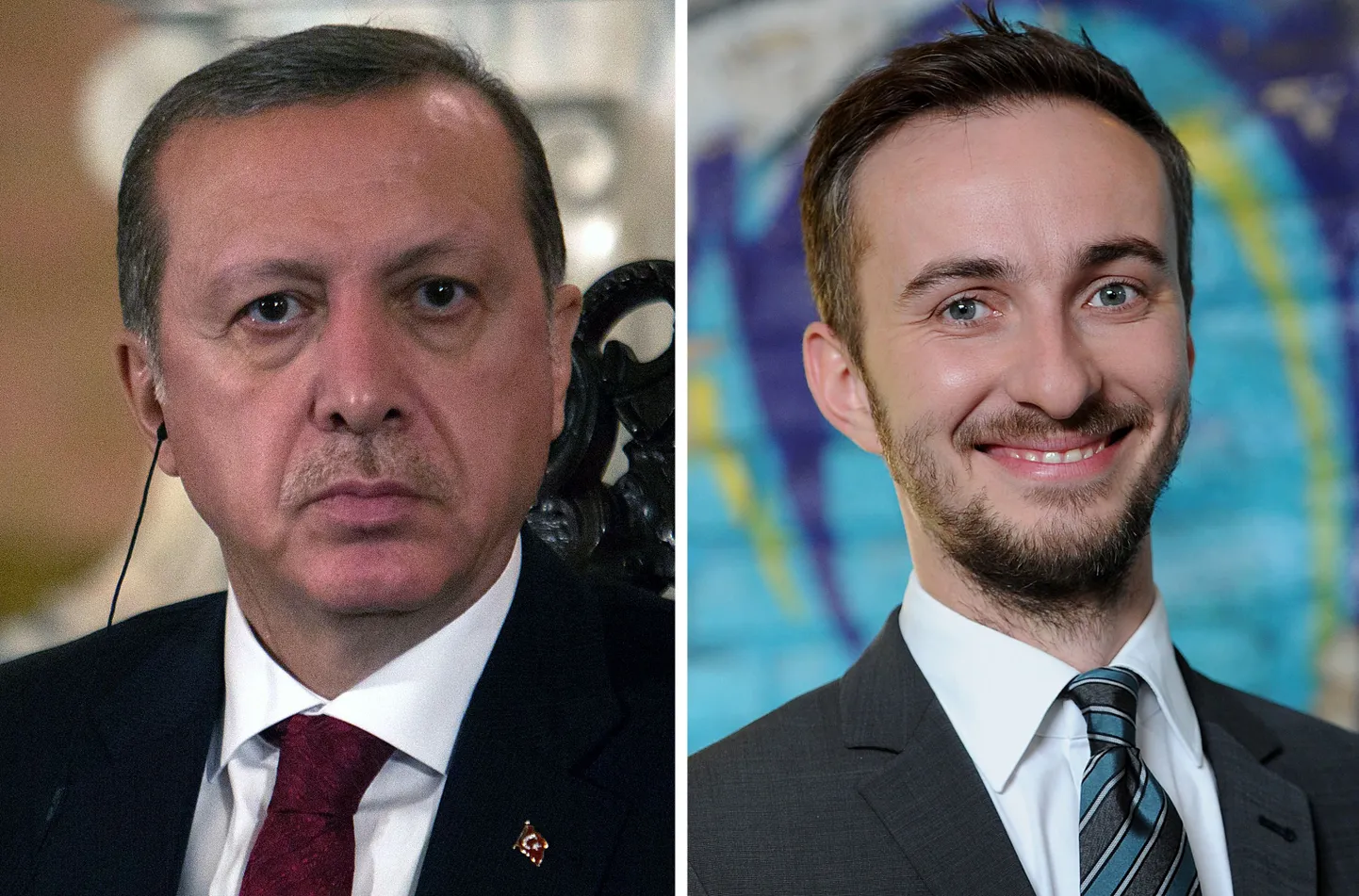 Türgi president Recep Tayyip Erdogan (vasakul) ja Saksa telekoomik Jan Böhmermann