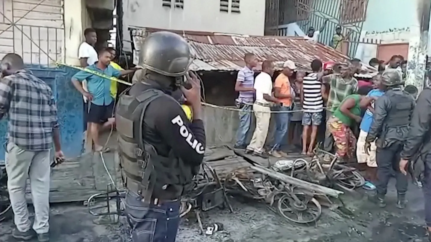 Plahvatuse sündmuskoht Haitil Cap-Haïtienis täna.