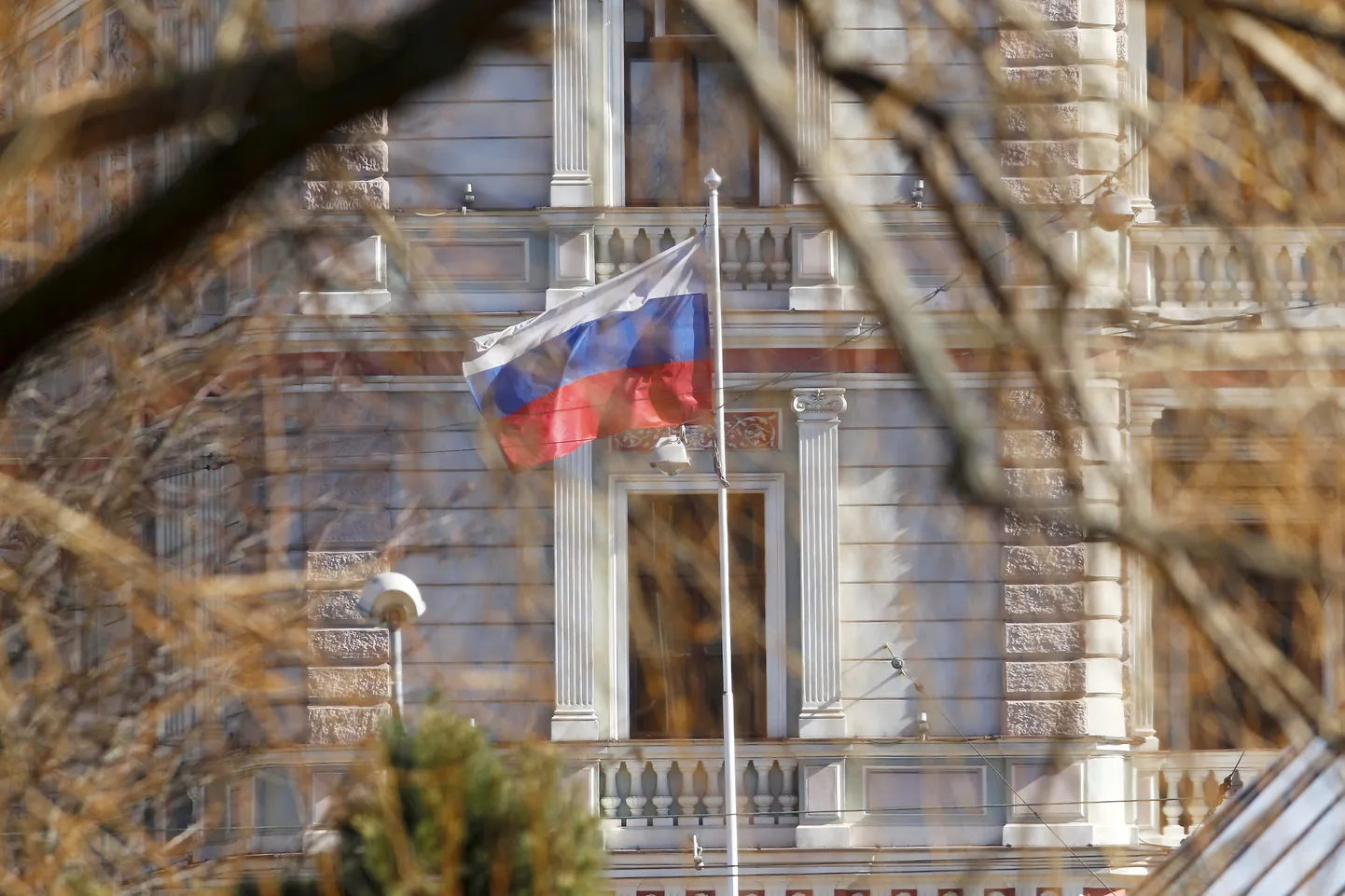 Вид на посольство России в Риге в 2018 году.