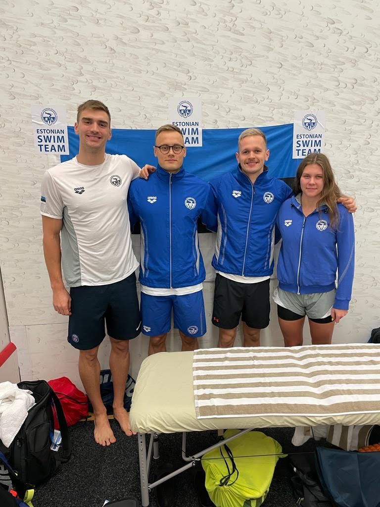 Eesti ujumiskoondis: Armin Evert Lelle (vasakult), Daniel Zaitsev, Kregor Zirk ja Maria Romanjuk