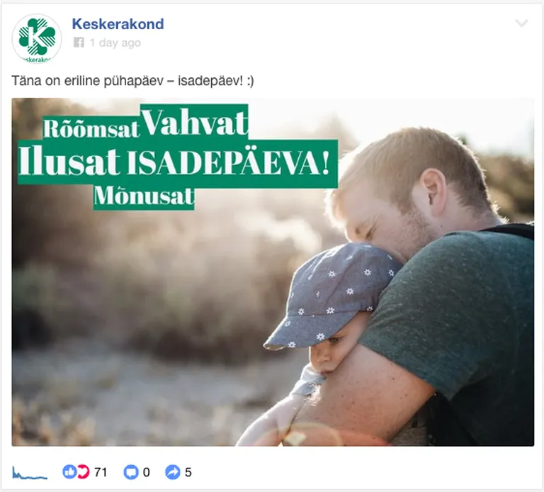 Keskerakonna isadepäevatervitus.