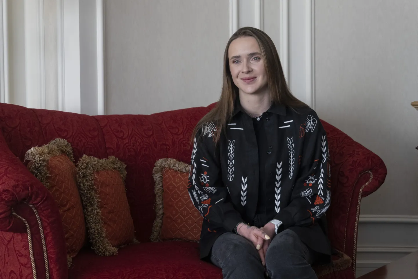 Venemaa sportlastele täielikku keeldu nõudev Ukraina tennisist Elina Svitolina annab tänavu veebruaris Kiievis intervjuud agentuurile AP.