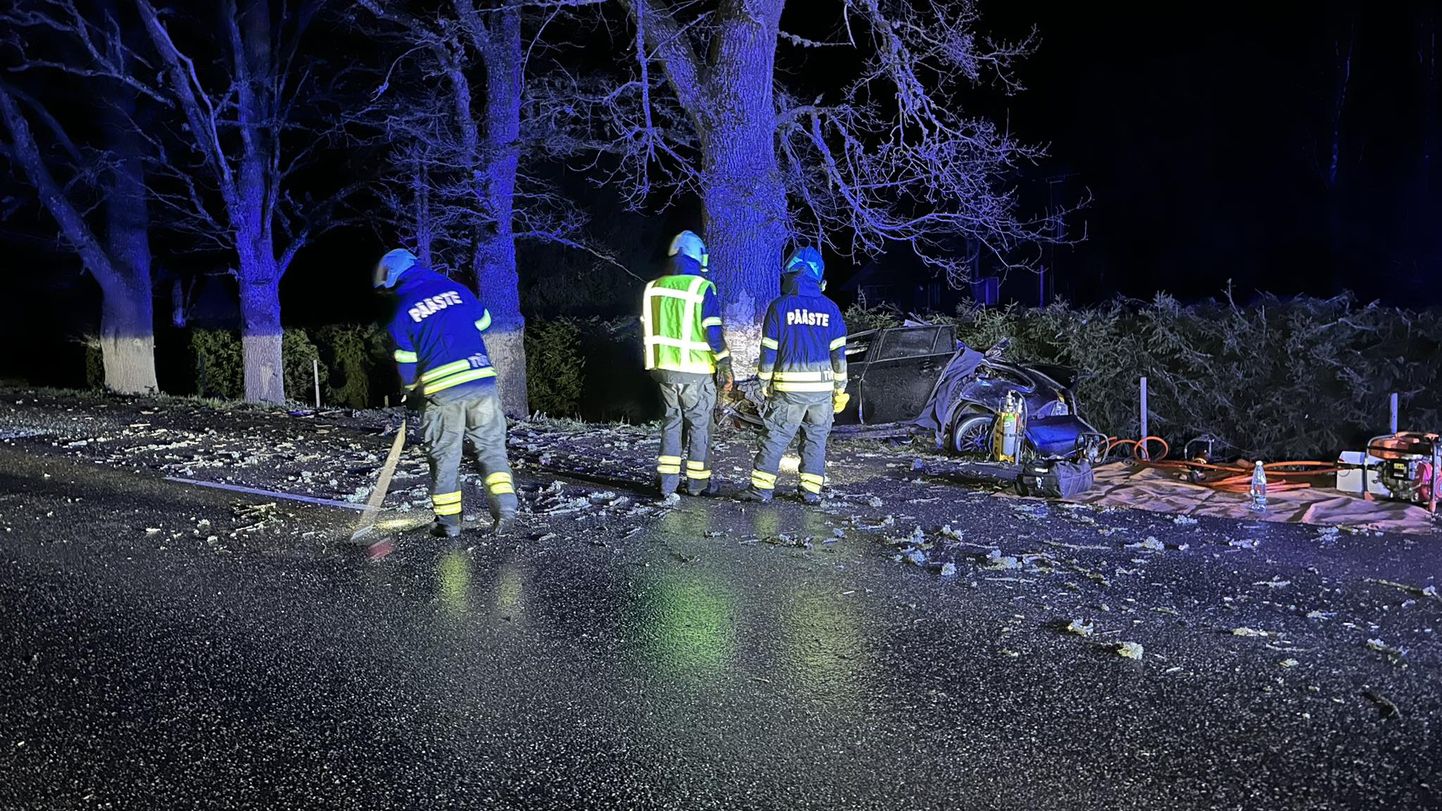 Двое молодых людей погибли в машине, которая врезалась в дерево.