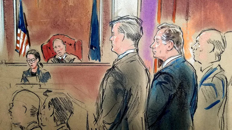 Visandid kohtusaalist. Paul Manafort kohtusaalis Alexandrias.