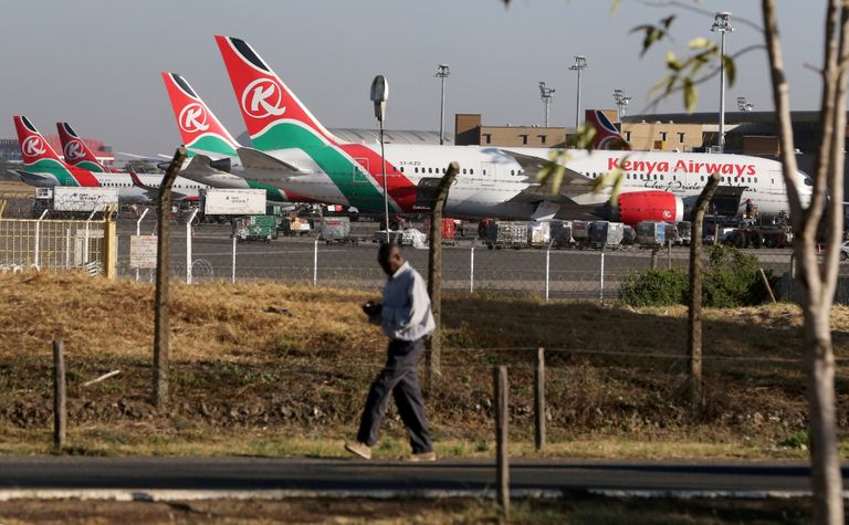 Kenya Airwaysi lennukid Nairobi Jomo Kenyatta rahvusvahelisel lennuväljal