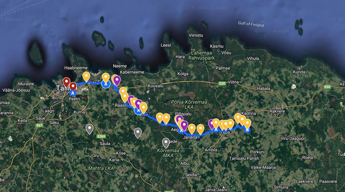 «Mania Grandiosa» teekond. Viie päeva jooksul toimus arvukalt aktsioone erinevates Põhja-Eesti asukohtades.