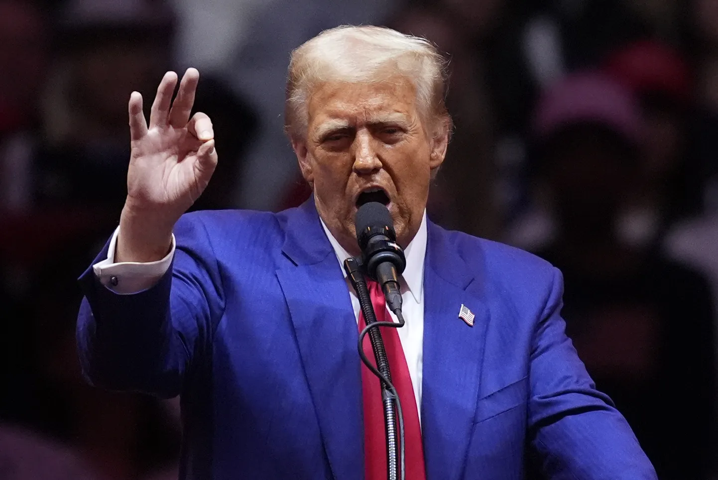 Donald Trump kõnelemas kampaaniakoosolekul New Yorgis 27. oktoobril 2024.