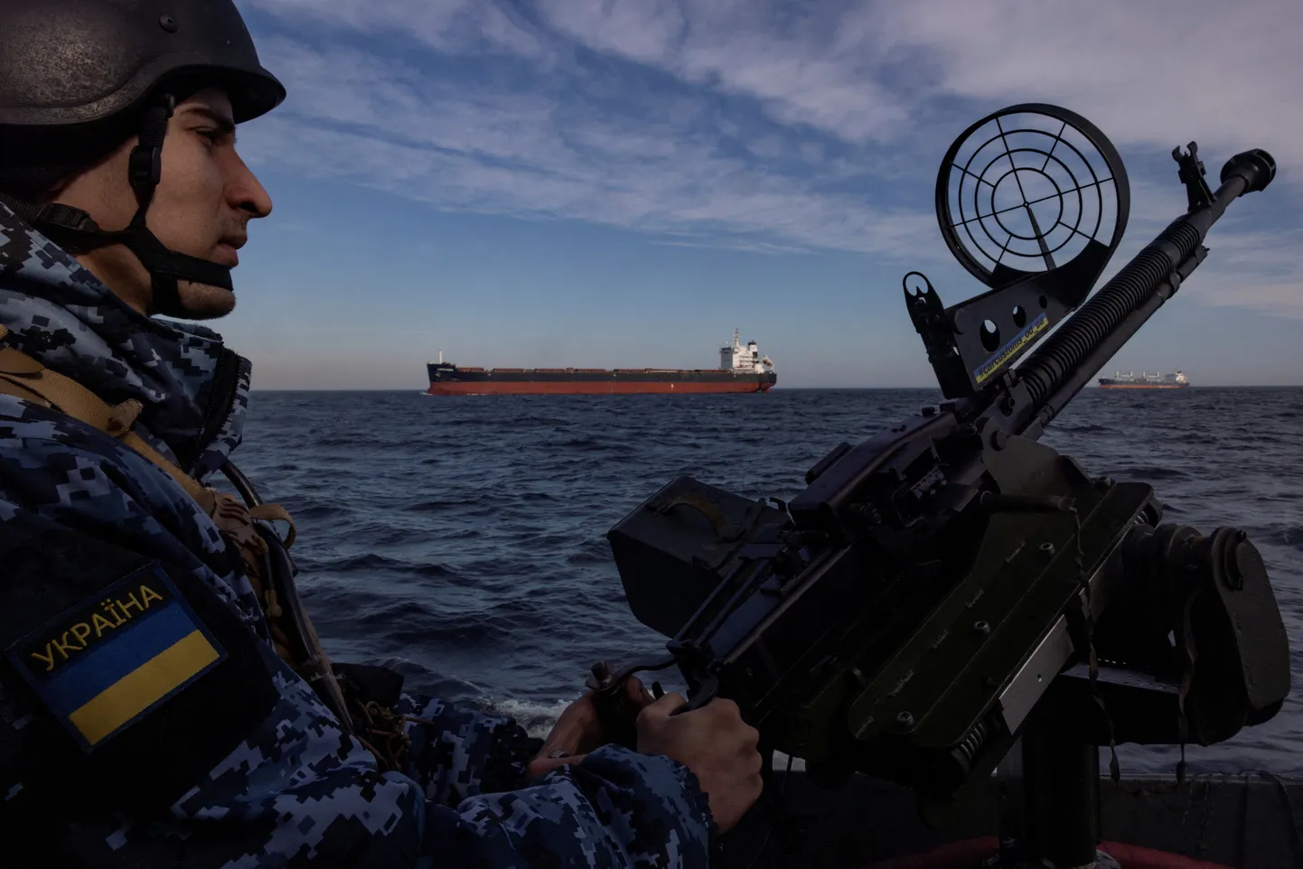 Ukraina rannavalve sõdur Mustal merel.