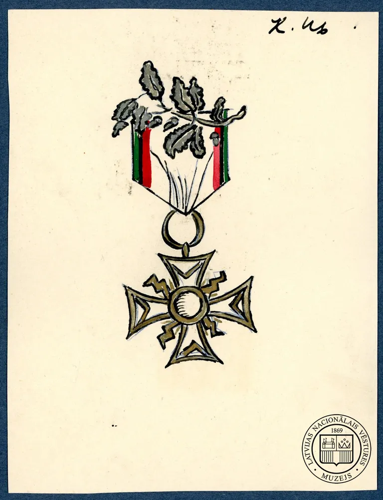 Konrāda Ubāna militārā apbalvojuma skice, 1919.g.