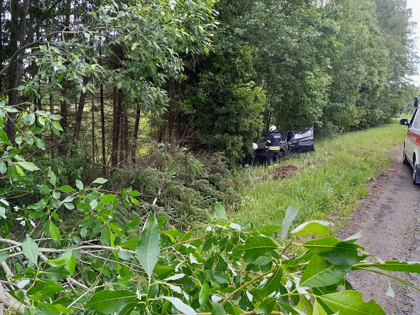 Ilvese külas sõitis eile hommikul teelt välja sõiduauto BMW, mille juht tõsisemalt viga ei saanud.
