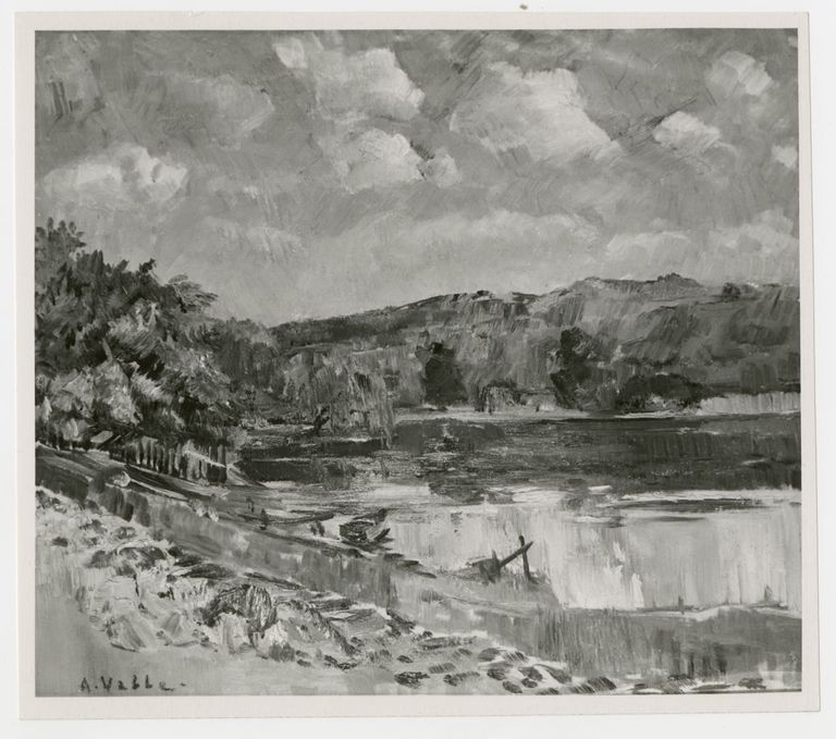 Ado Vabbe. Maastik järvega. 1943. Õli