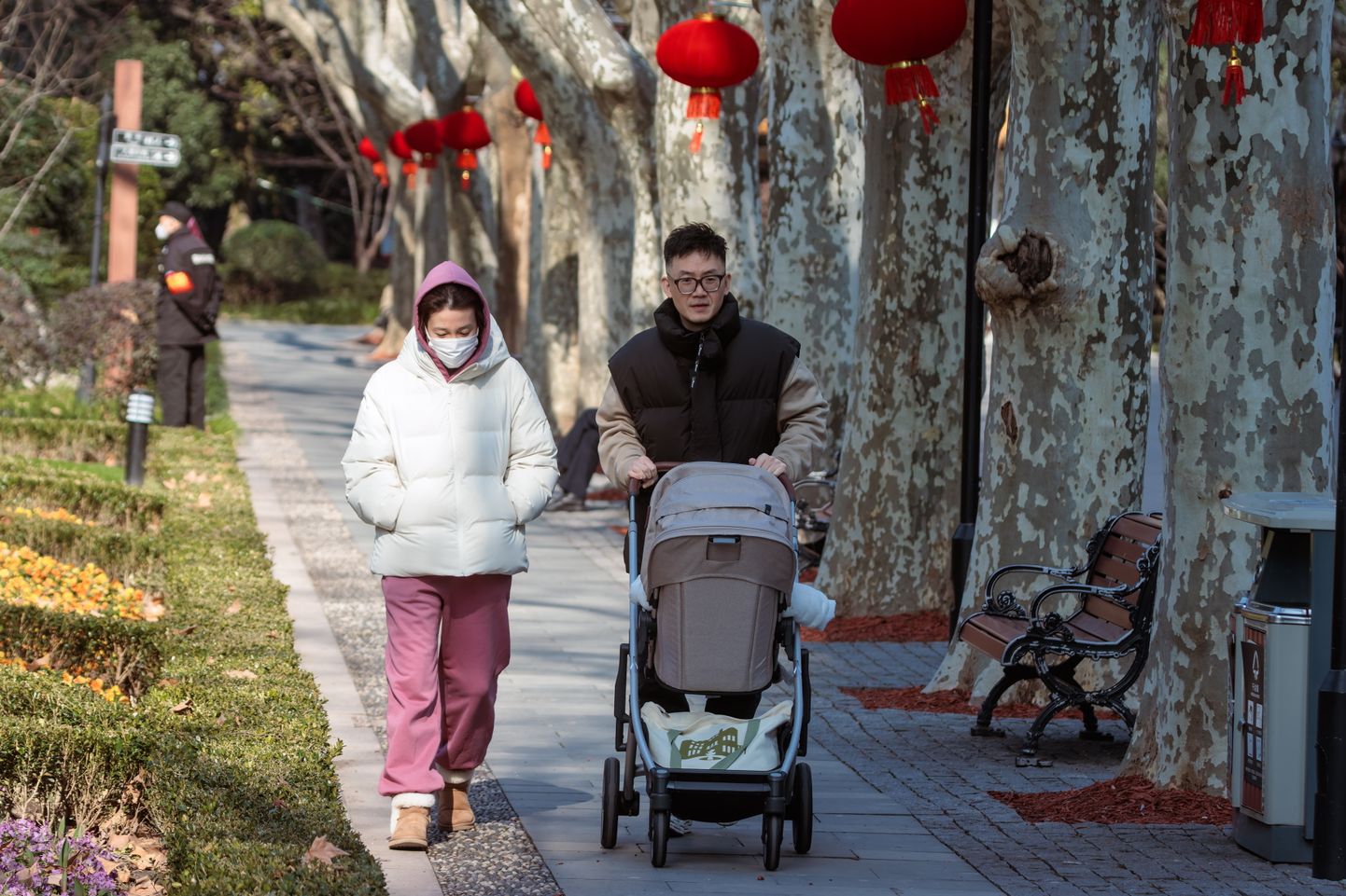 Hiina perekond Shanghai pargis.