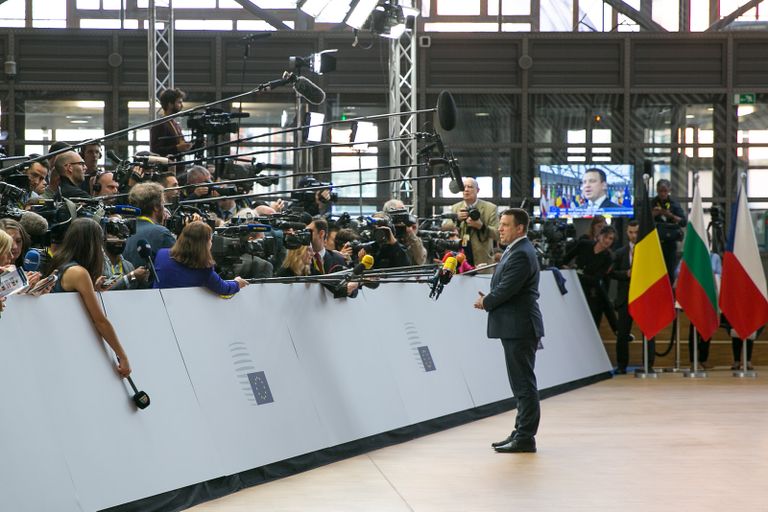 Eesti peaminister Jüri Ratas räägib pressile Euroopa Liidu riigipeade ja valitsusjuhtide kohtumisest.
