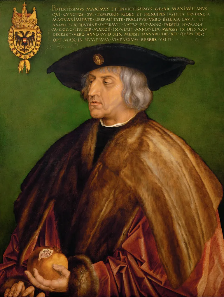 Albrehta Dīrera darinātais imperatora Maksimiliāna I portrets (1519).