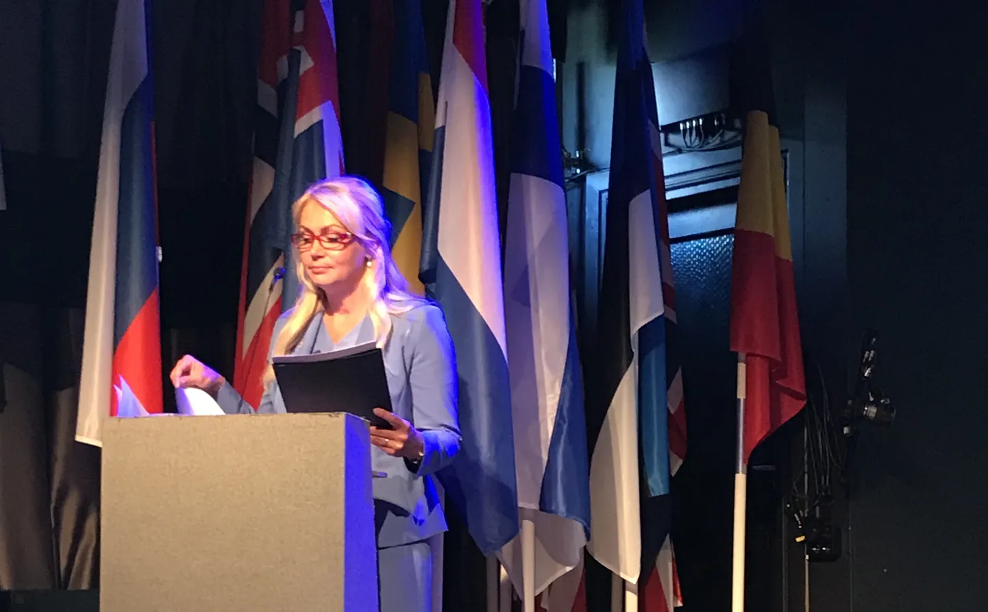 Rahvastikuminister Riina Solman esinese ESTO 2019 programmi raames toimunud rahvuskongressil.