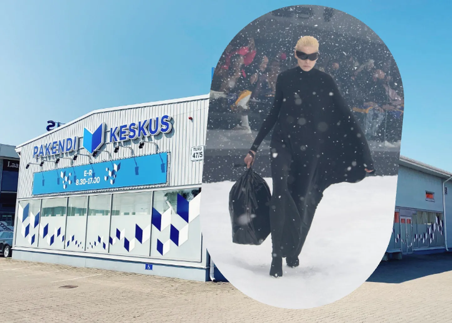 Pakendikeskus viskab nalja Balenciaga «prügikoti» üle, mida esitleti esimest korda 2022. aasta sügistalvisel moesõul.