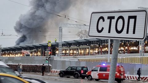 В Москве в районе площади трех вокзалов произошел крупный пожар