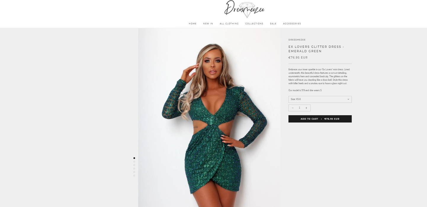 Dressmezee internetipoes müügil olev kleit, mille briti neiu Courtney Henderson endale tellis.