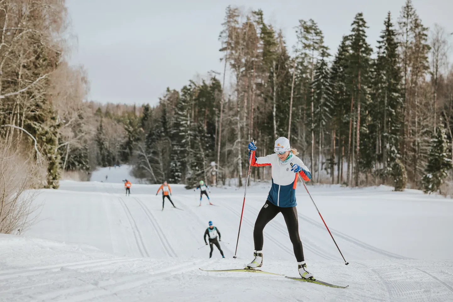 Suusataja Tartu maratoni rajal.