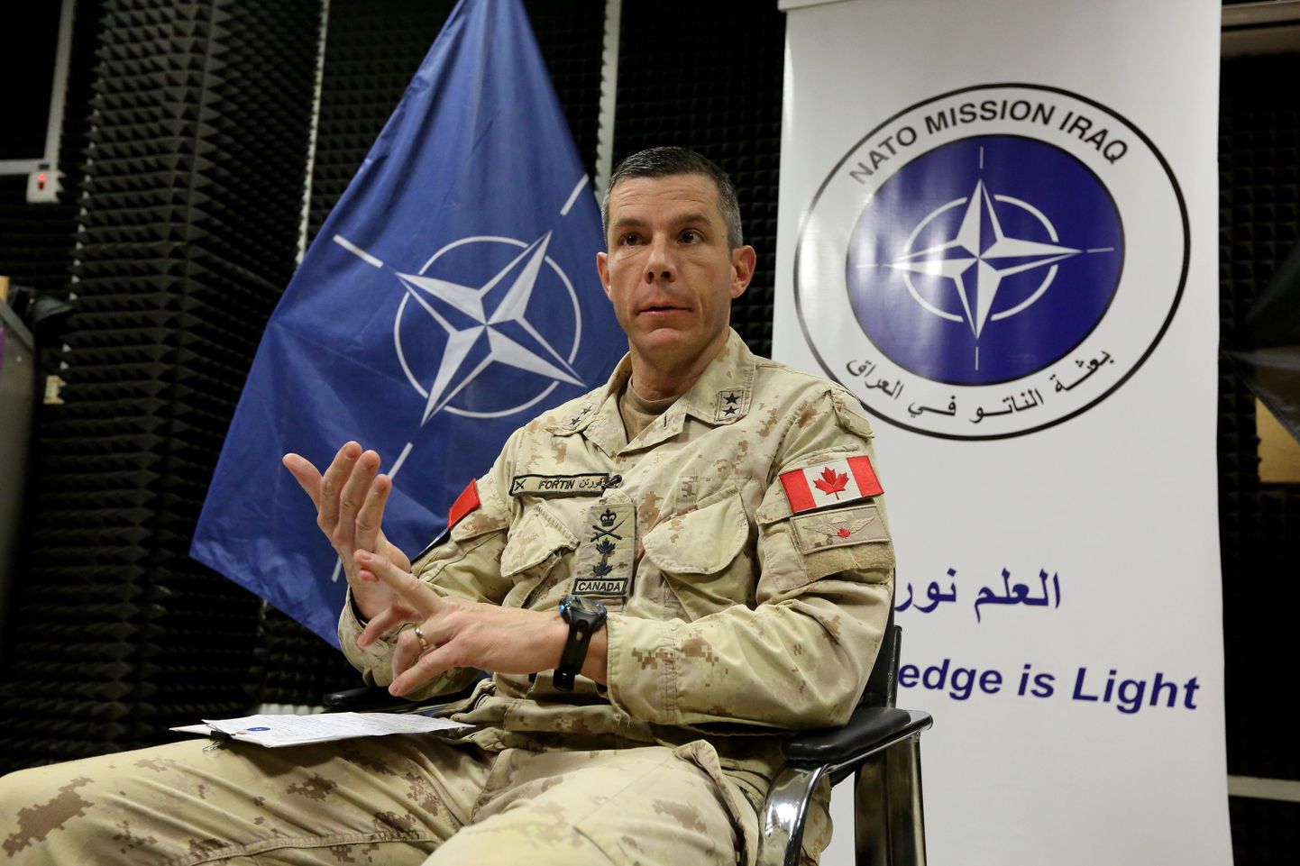 NATO väljaõppemissiooni Iraagis juhtiv Kanada kindralmajor Dany Fortin eelmise aasta 17. novembril Bagdadis.