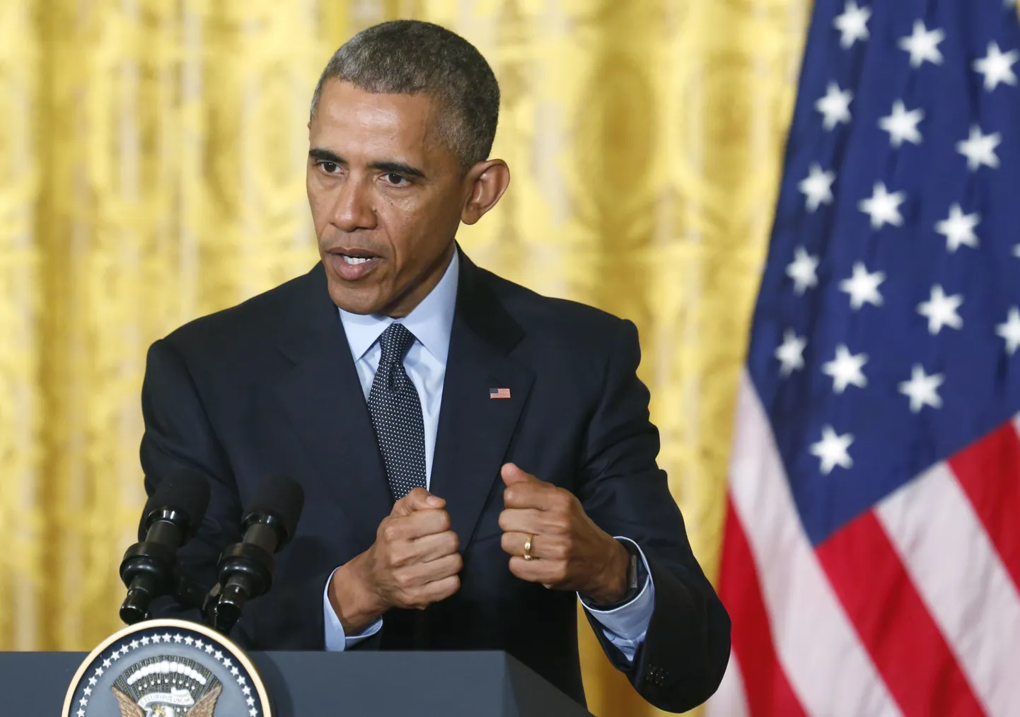 Barack Obama pressikonverentsil koos Itaalia peaministri Matteo Renziga.