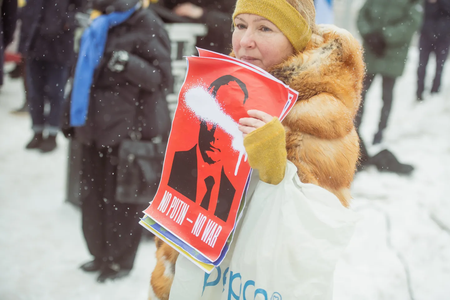 Protesta akcija pret Krievijas karaspēka iebrukumu Ukrainā