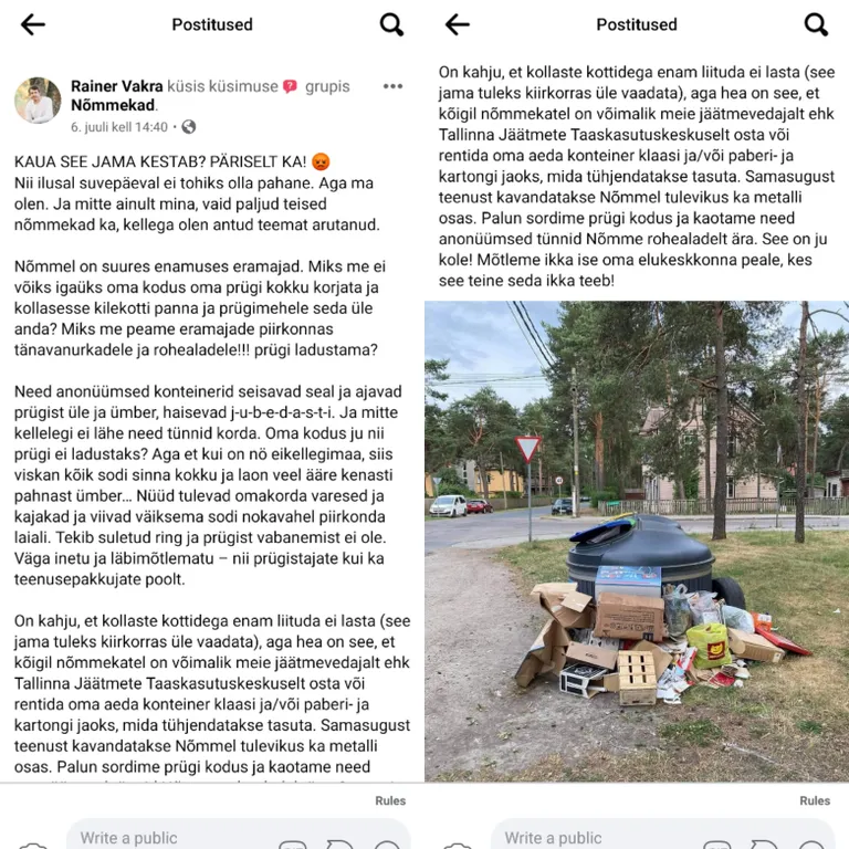 Rainer Vakra postitus Facebookis.