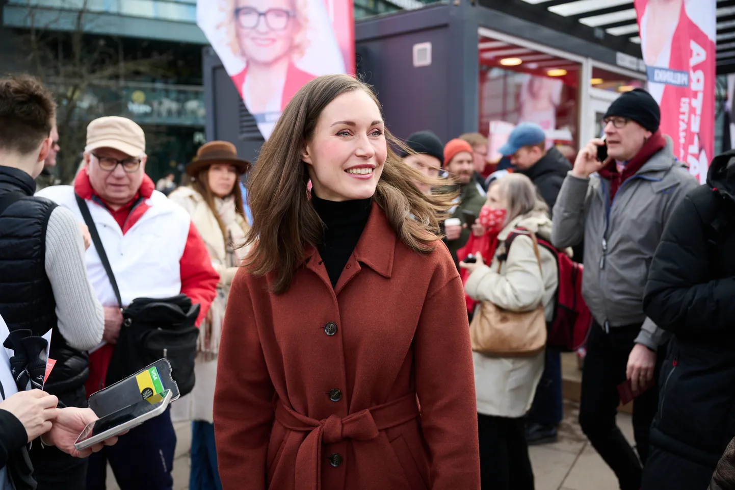 Soome endine peaminister Sanna Marin võttis laupäeval osa sotsiaaldemokraatide valimiskampaaniast Helsingis.