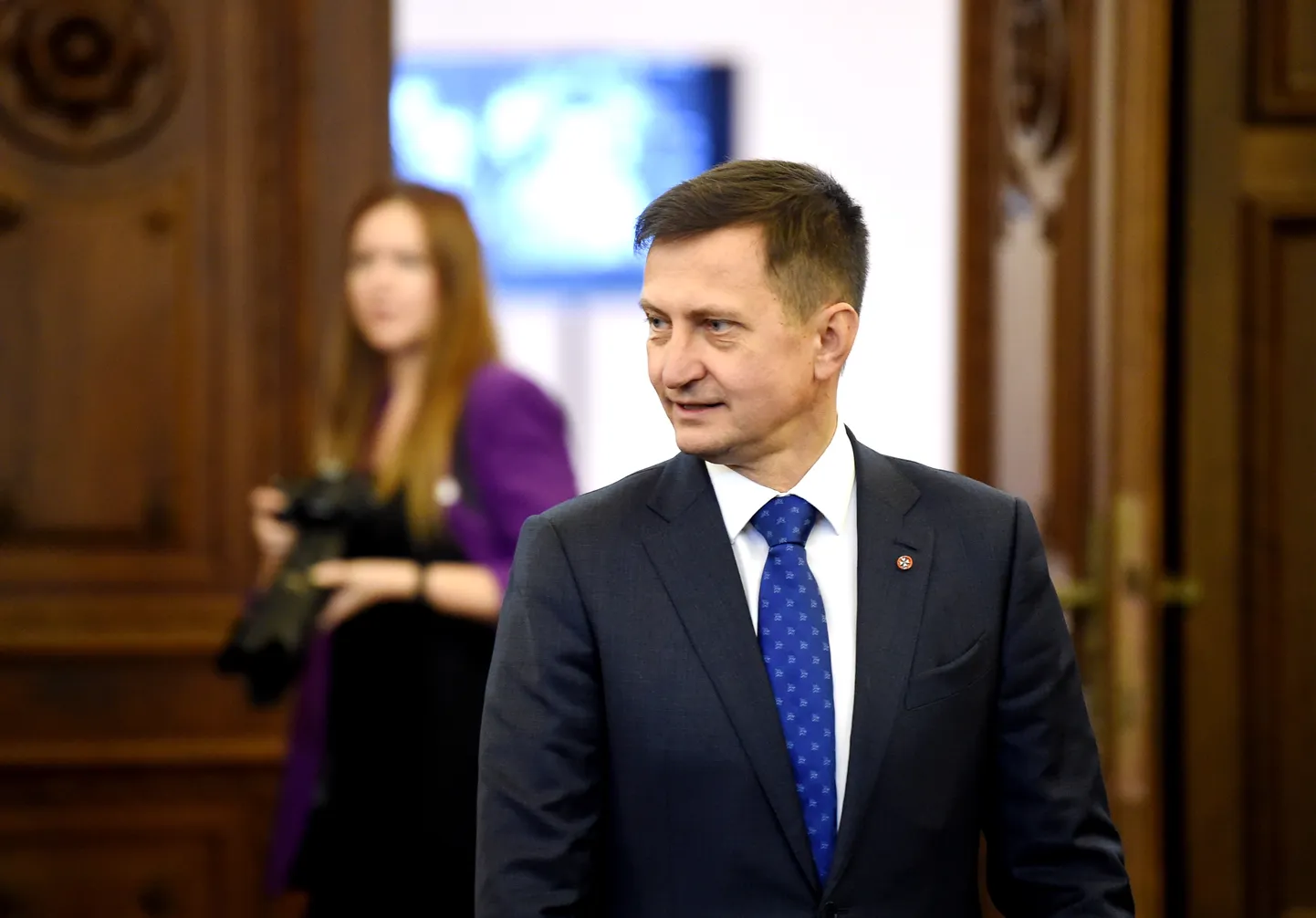Saeimas deputāts Armands Krauze Saeimas svinīgās sēdes laikā, kurā atzīmē Latvijas Republikas 1. Saeimas sanākšanas