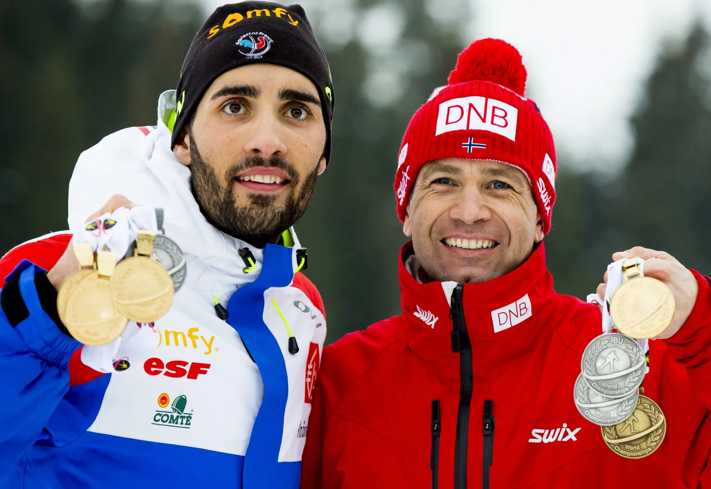 Martin Fourcade (vasakul) ja Ole Einar Bjørndalen.