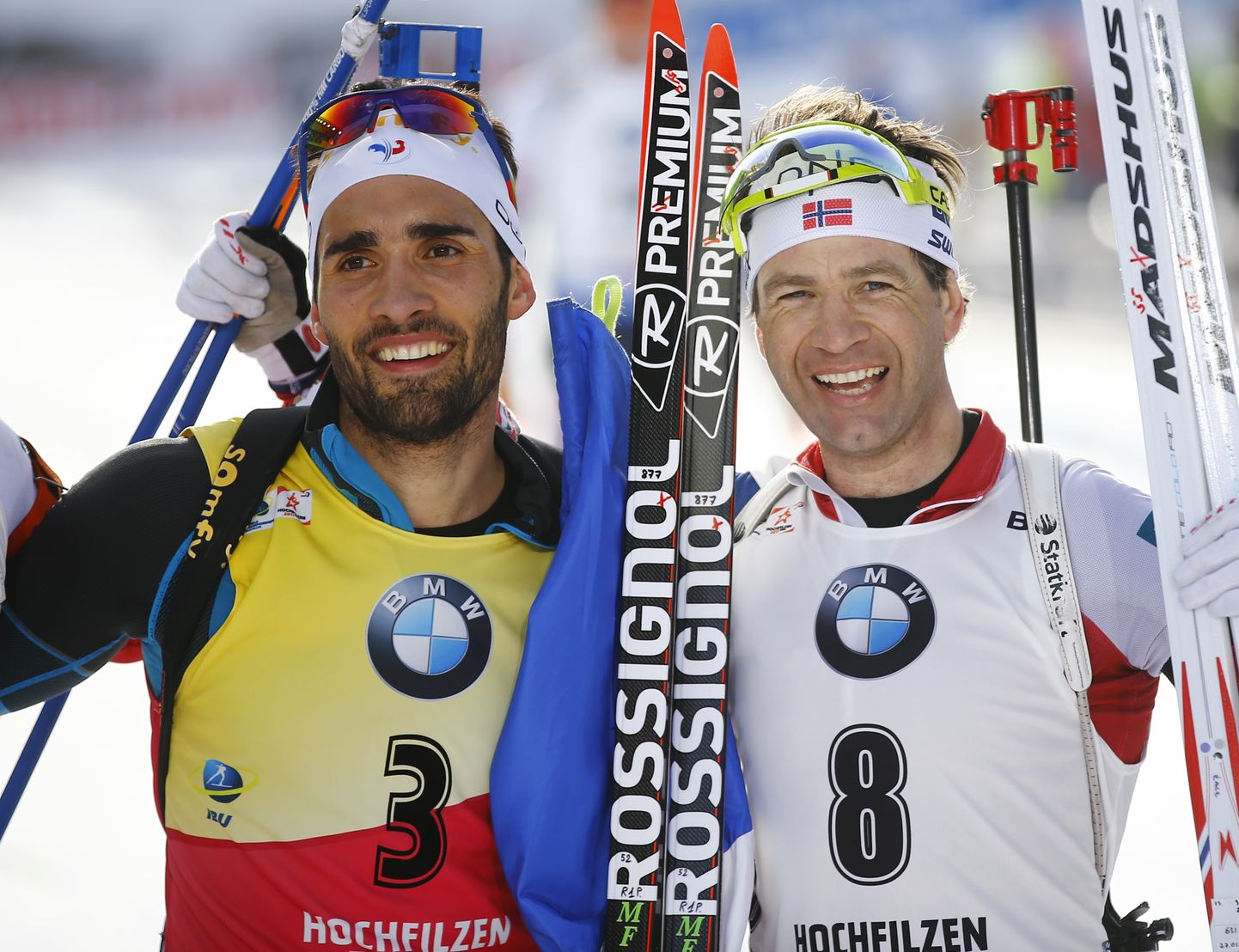 Martin Fourcade ja  Ole Einar Bjørndalen.