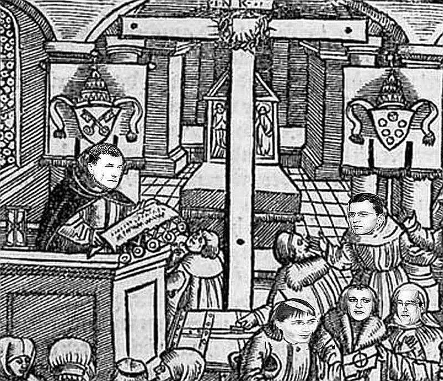 Ксилографическая иллюстрация к одному из памфлетов Мартина Лютера. 1520 год.