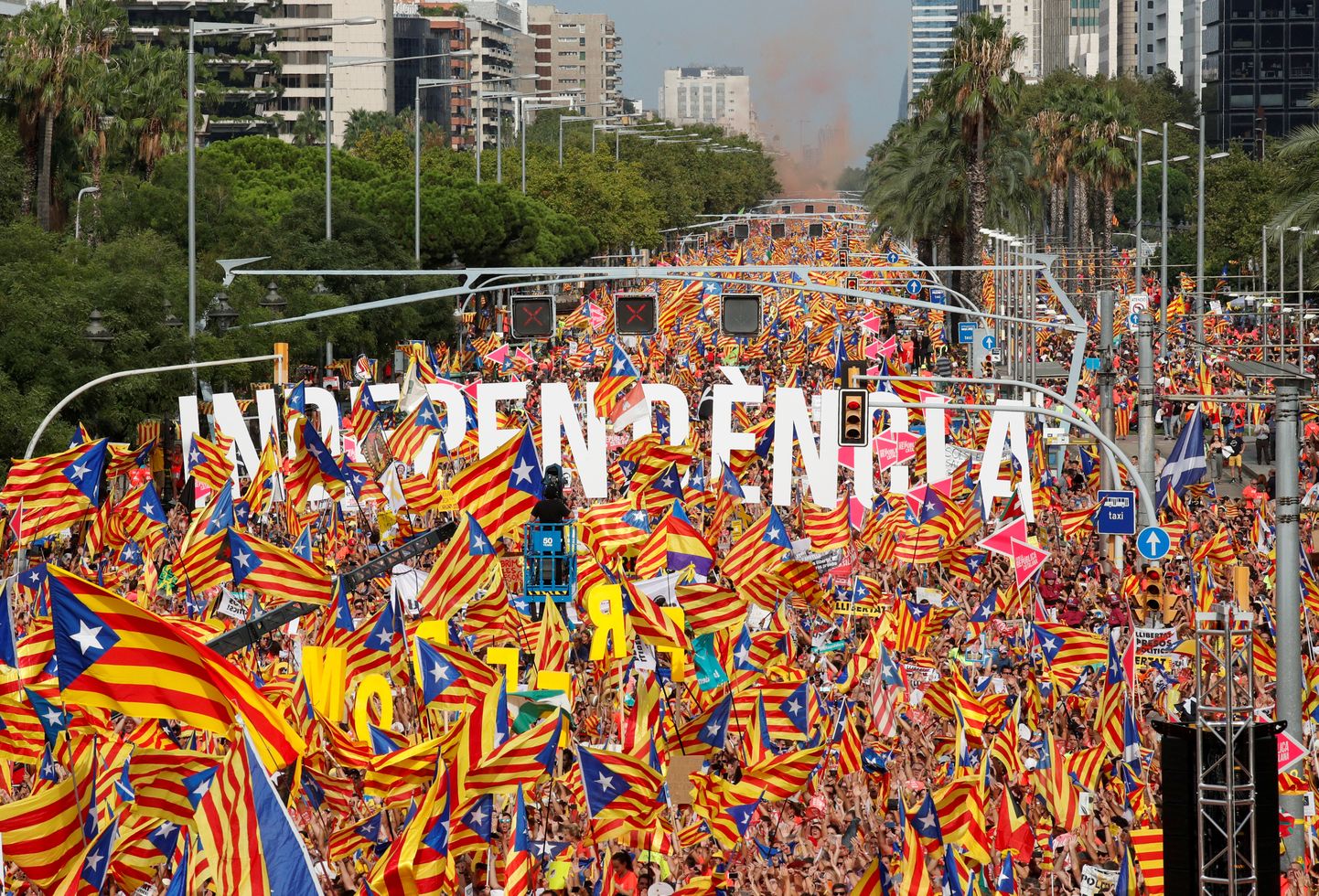 Meeleavaldus Barcelonas Kataloonia rahvuspäeval La Diadal 2018. aastal.