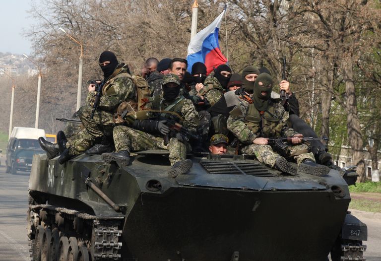 Kremlimeelsed separatistid Kramatorskis 2014. aastal.