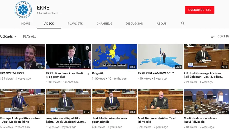 EKREl on palju tellijaid ja videotel palju vaatamisi. Aga videoid endid napib.