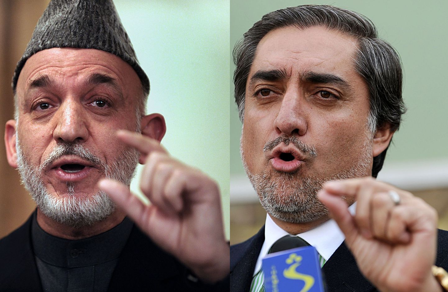 Hamid Karzai (vasakul) ja Abdullah Abdullah.