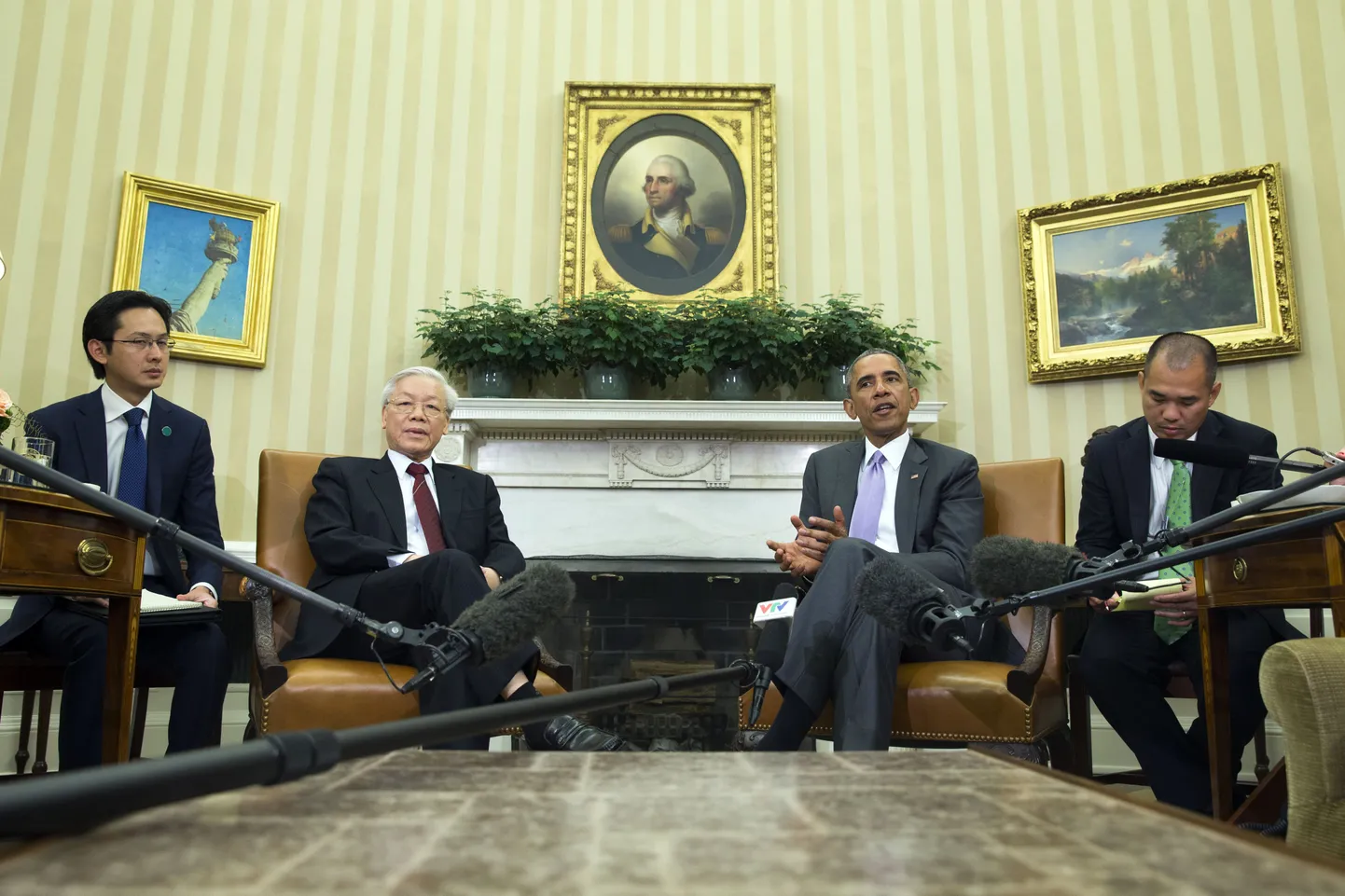 Vietnami Kommunistliku Partei juht Nguyen Phu Trong Valges Majas Barack Obamaga kohtumas.