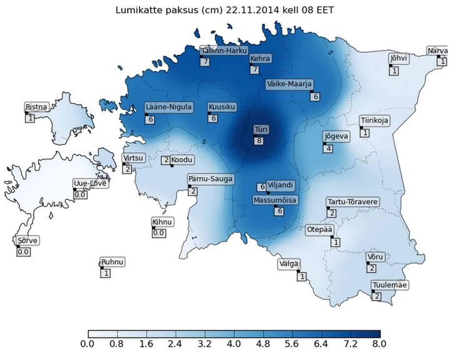 Lumekatte paksus 22. novembril 2014