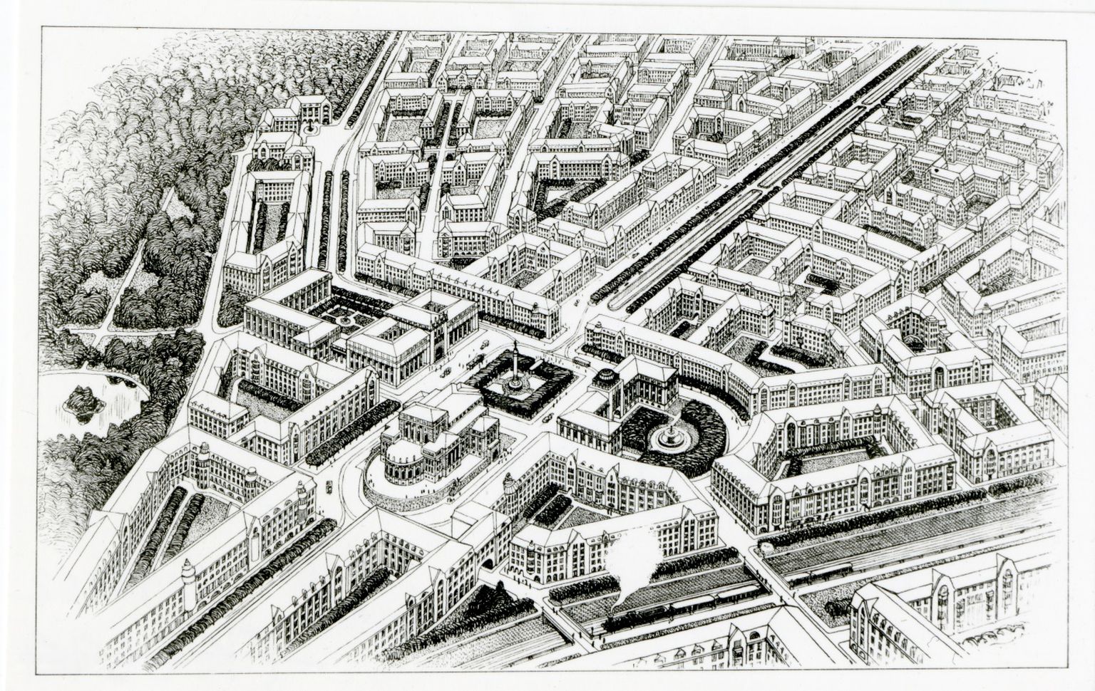 Большой Таллинн Элиеля Сааринена предусматривал возведение оперы в районе современной улицы Маяка, 1913 год.
