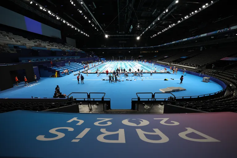 Paris La Defense Arena, kus selguvad ujumise olümpiavõitjad.