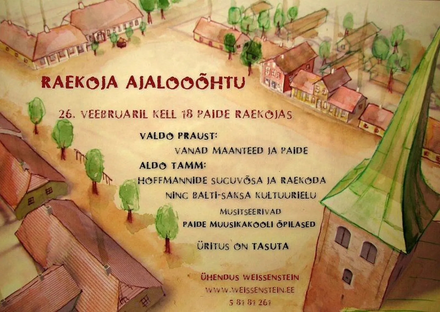 Kuulutusel on Paide turuplats umbes aastal 1850.