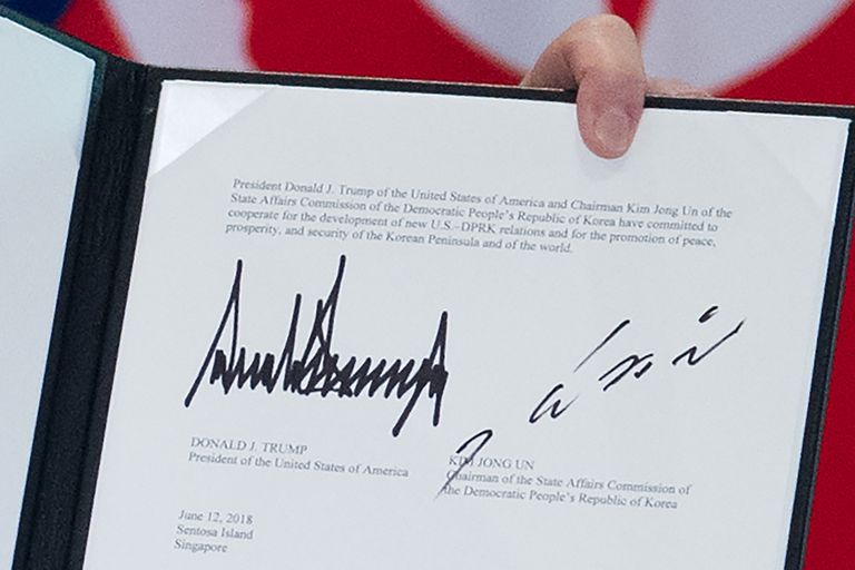 Donald Trumpi ja Kim Jong-uni allkirjad kahe liidri ühisavaldusel