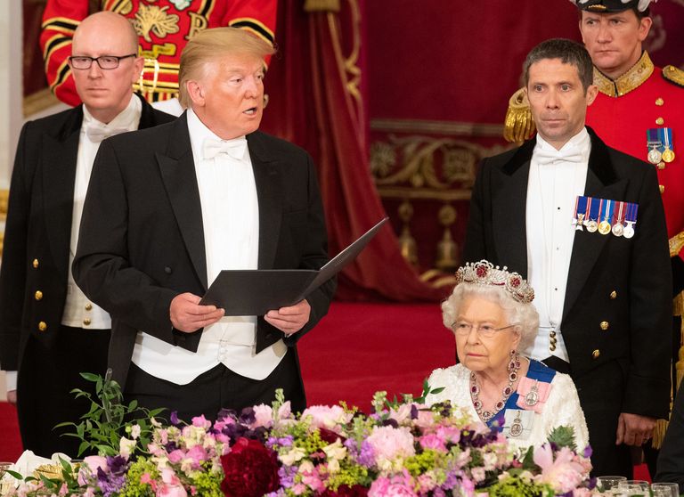 Donald Trump ja Elizabeth II 3. juunil 2019 Buckinghami palees toimunud banketil