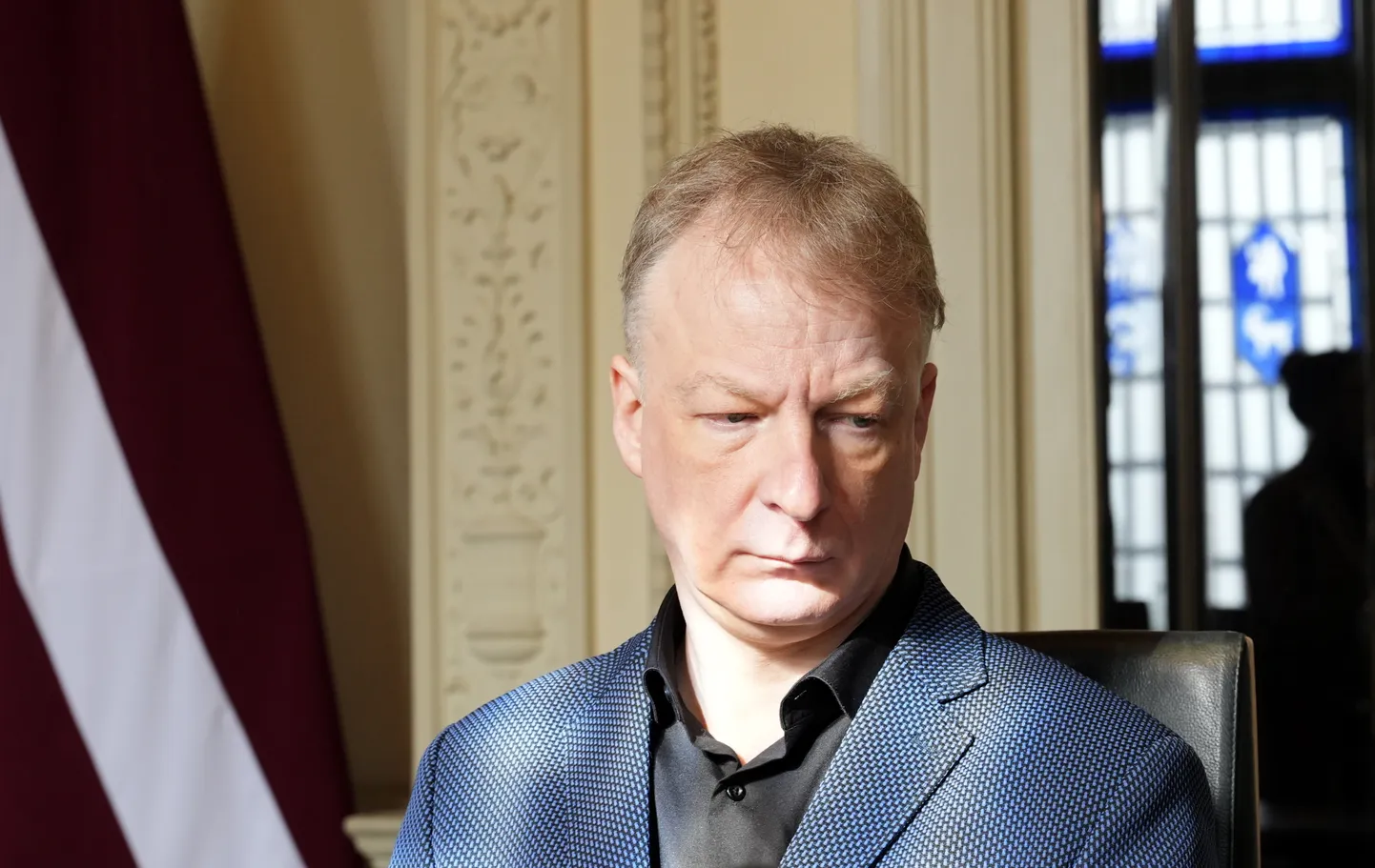 Ректор Латвийской музыкальной академии имени Язепа Витолса Гунтар Пранис на пресс-брифинге после встречи с министром культуры
